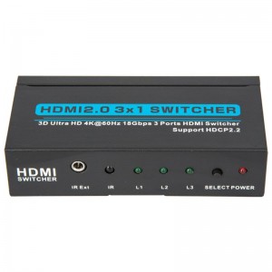 V2.0 HDMI 3x1 Switcher Soporte 3D Ultra HD 4Kx2K @ 60Hz HDCP2.2