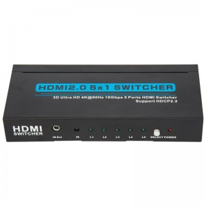 V2.0 HDMI 5x1 Switcher Soporte 3D Ultra HD 4Kx2K @ 60Hz HDCP2.2