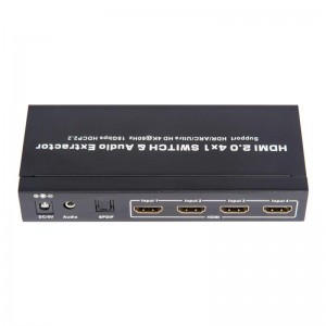 Conmutador V2.0 HDMI 4x1 y extractor de audio compatible con ARC Ultra HD 4Kx2K @ 60Hz HDCP2.2 18Gbps