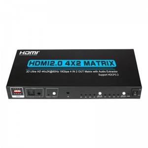 V2.0 HDMI 4x2 Matrix Support Ultra HD 4Kx2K @ 60Hz HDCP2.2 18Gbps con extractor de audio