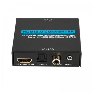 V2.0 HDMI Extractor de audio HDMI a HDMI + Convertidor de audio Soporte 3D Ultra HD 4Kx2K @ 60Hz HDCP 2.2 18Gbps