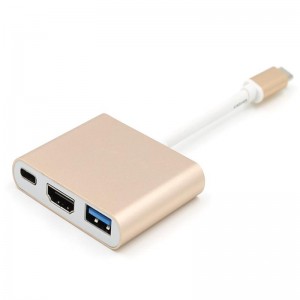 Adaptador de concentrador USB tipo C a HDMI + USB 3.0 + tipo C