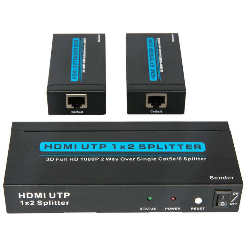 Divisor UTP HDMI 1x2 de 2 puertos sobre un solo Cat5e \/ 6 con 2 receptores de hasta 60 m