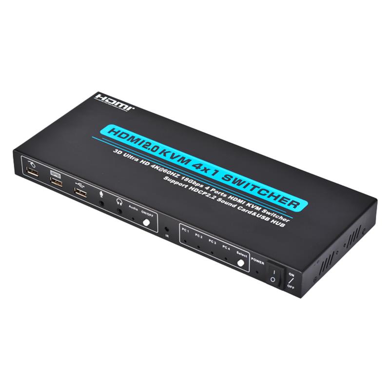 V2.0 HDMI KVM 4x1 Switcher Soporte 3D Ultra HD 4Kx2K \/ 60Hz