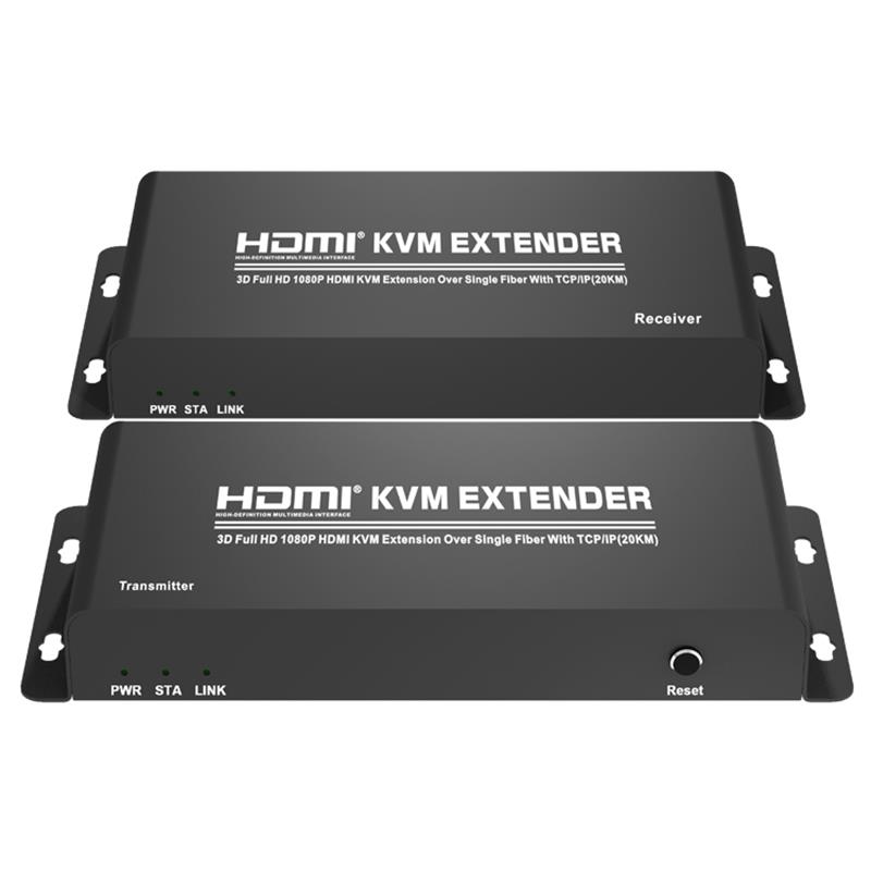 Extensor KVM HDMI sobre fibra única con TCP \/ IP (20KM) Soporte Full HD 1080P