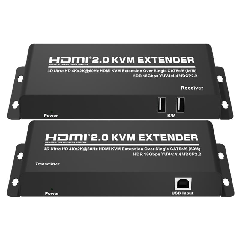 Extensor KVM HDMI 2.0 60m sobre un solo CAT5e \/ 6 Soporte Ultra HD 4Kx2K @ 60Hz HDCP2.2
